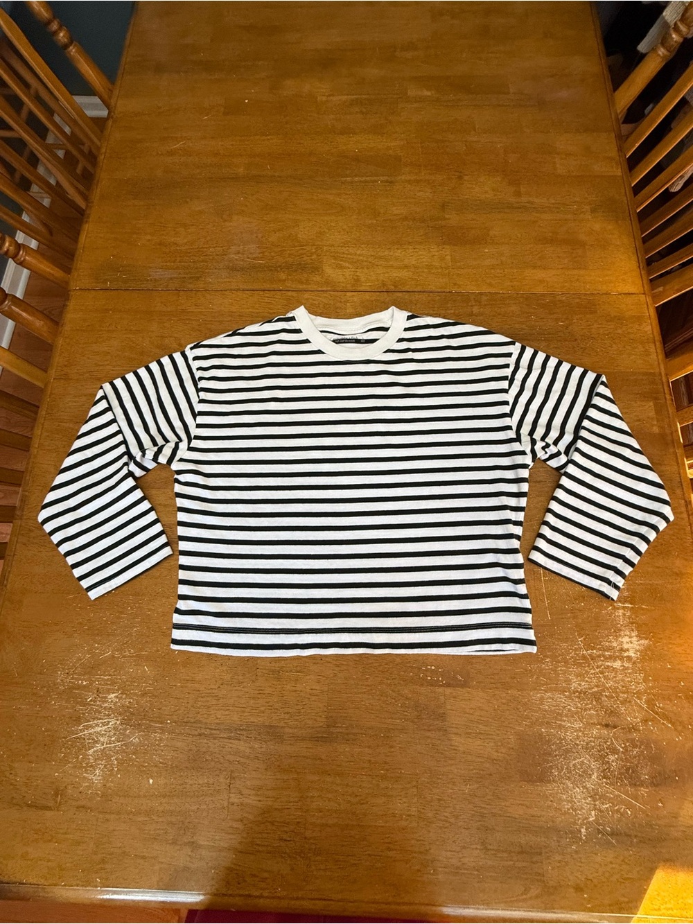Abercrombie & Fitch Black and White Striped Long Sleeve Tee